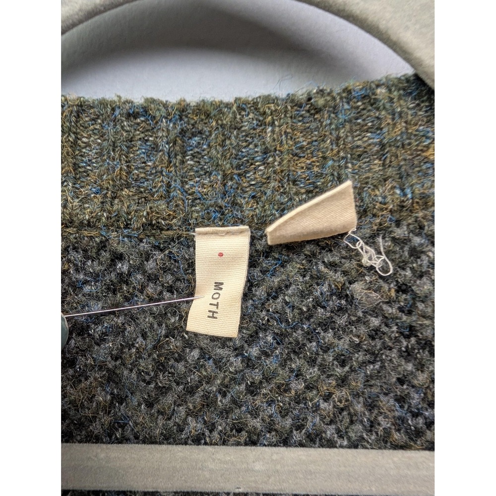 Moth Cardigan Sweater Womens Medium Green Gray Camo Open Front Anthropologie - Picture 4 of 7